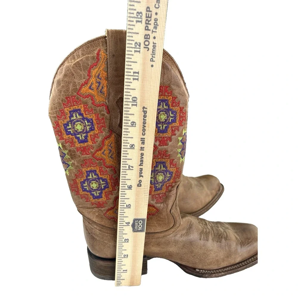 Coral Boot Colorful Aztec Embroidered Cowgirl‎ Western Core Size 8 1/2